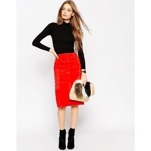 Suede midi skirt